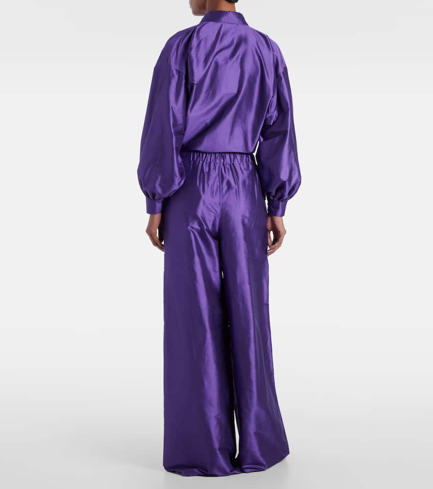 Max Mara Avio High-rise Silk Satin Wide-leg Pants