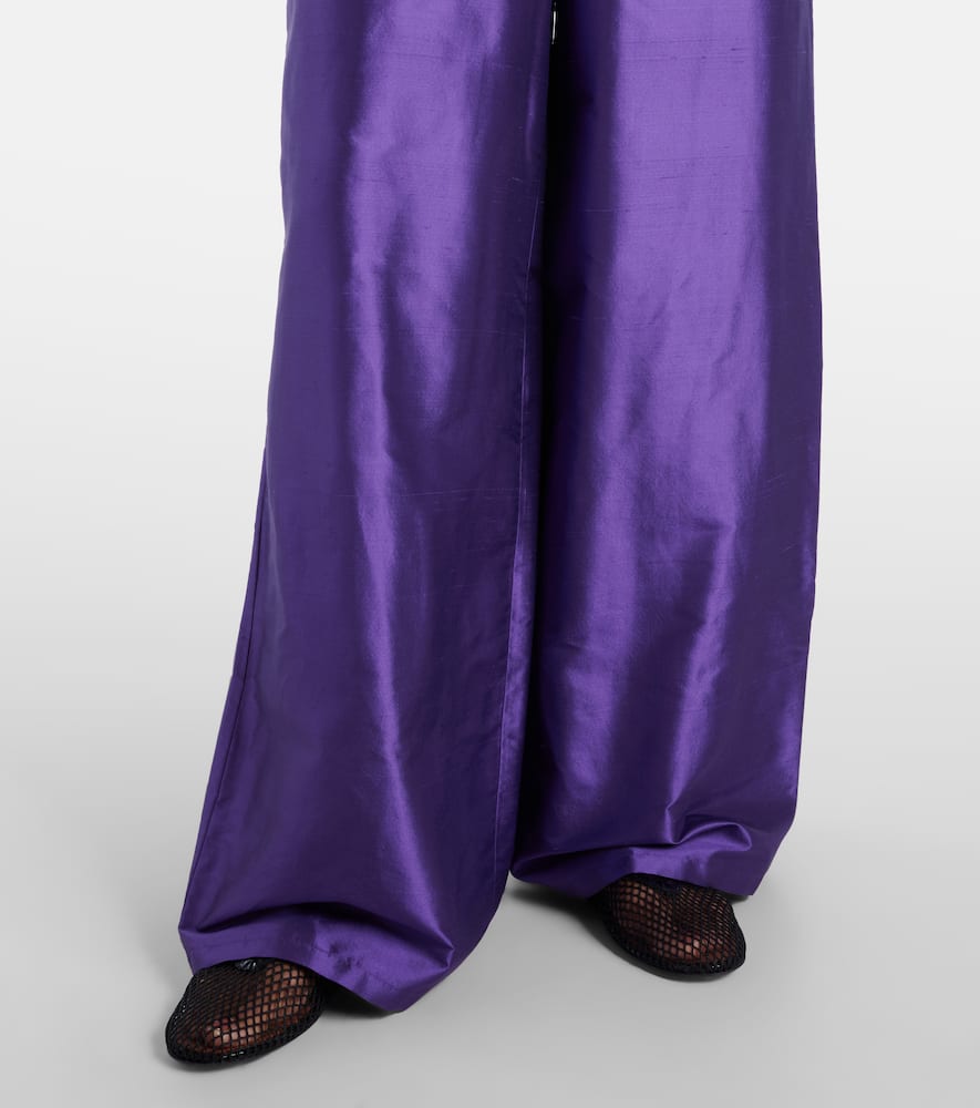 Max Mara Avio High-rise Silk Satin Wide-leg Pants