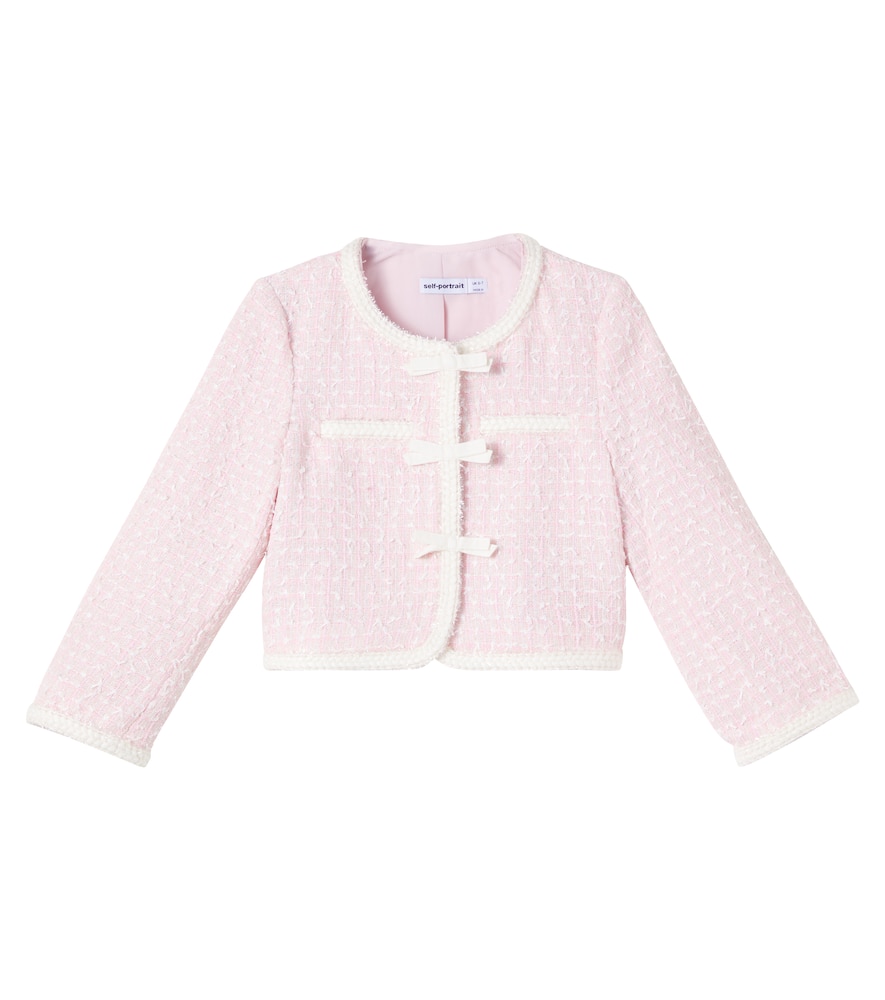 Self-portrait Self Portrait Girls Bow Boucle Jacket In Pink