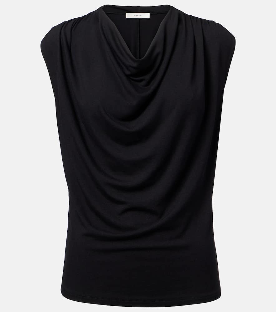 Vince Draped Cowl-neck Top In Black