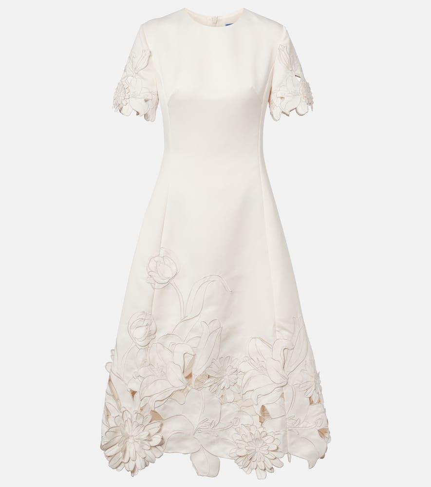 Caroline floral-appliqué midi dress