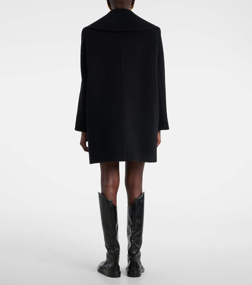 Patou Double-breasted Wool Blend Coat In Black