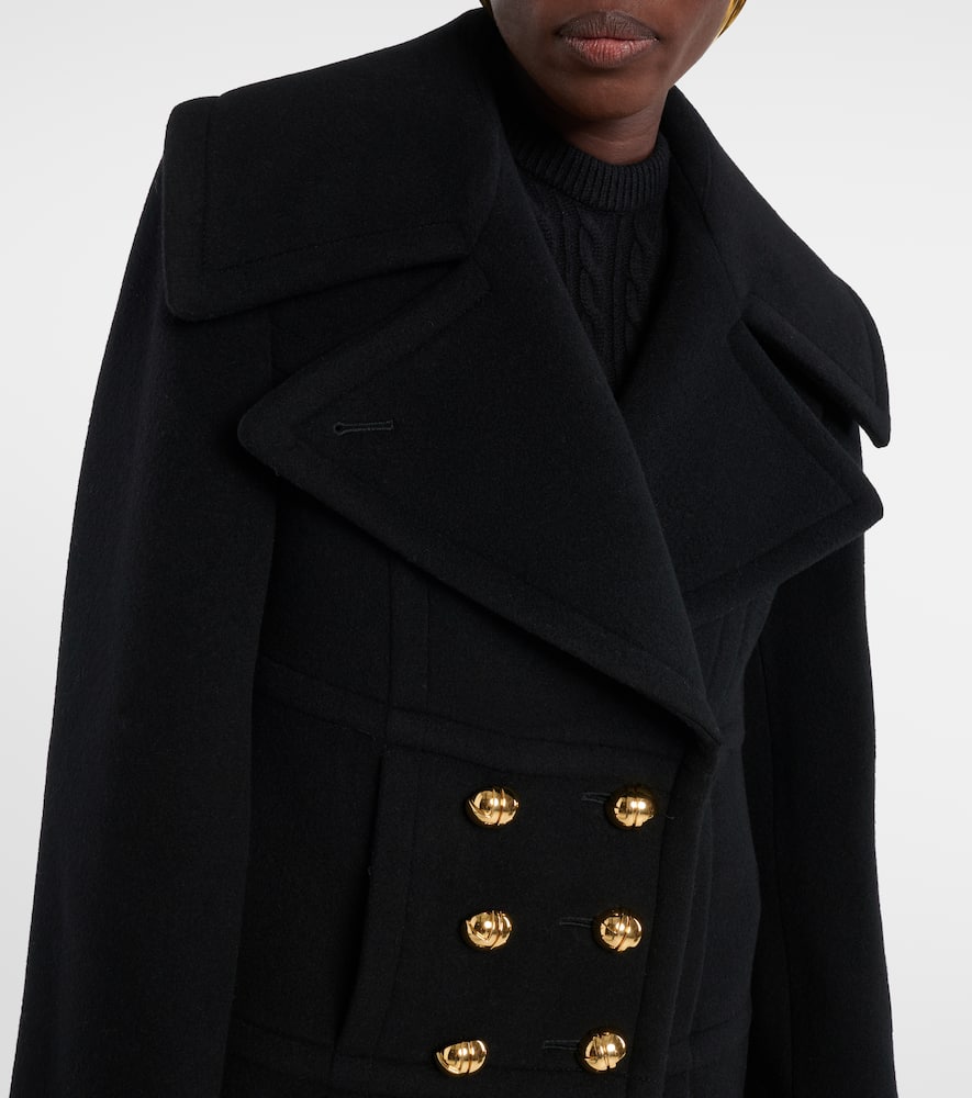 Patou Double-breasted Wool Blend Coat In Black