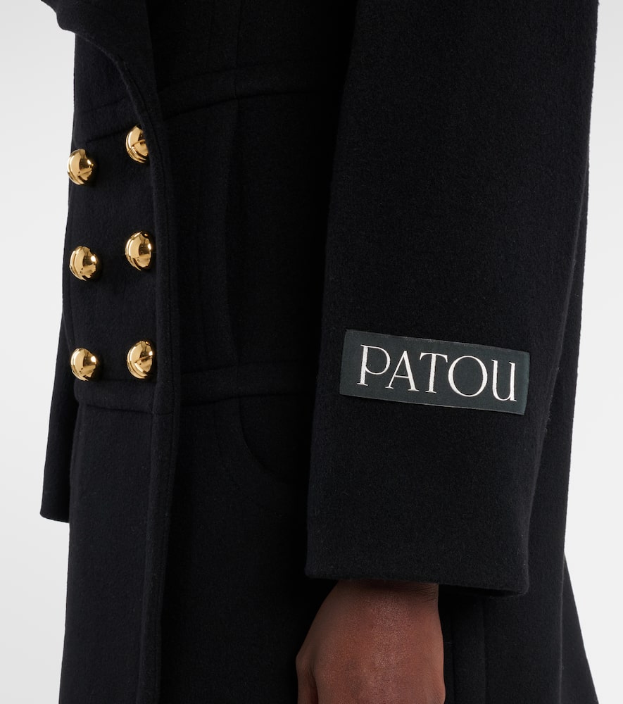 Patou Double-breasted Wool Blend Coat In Black