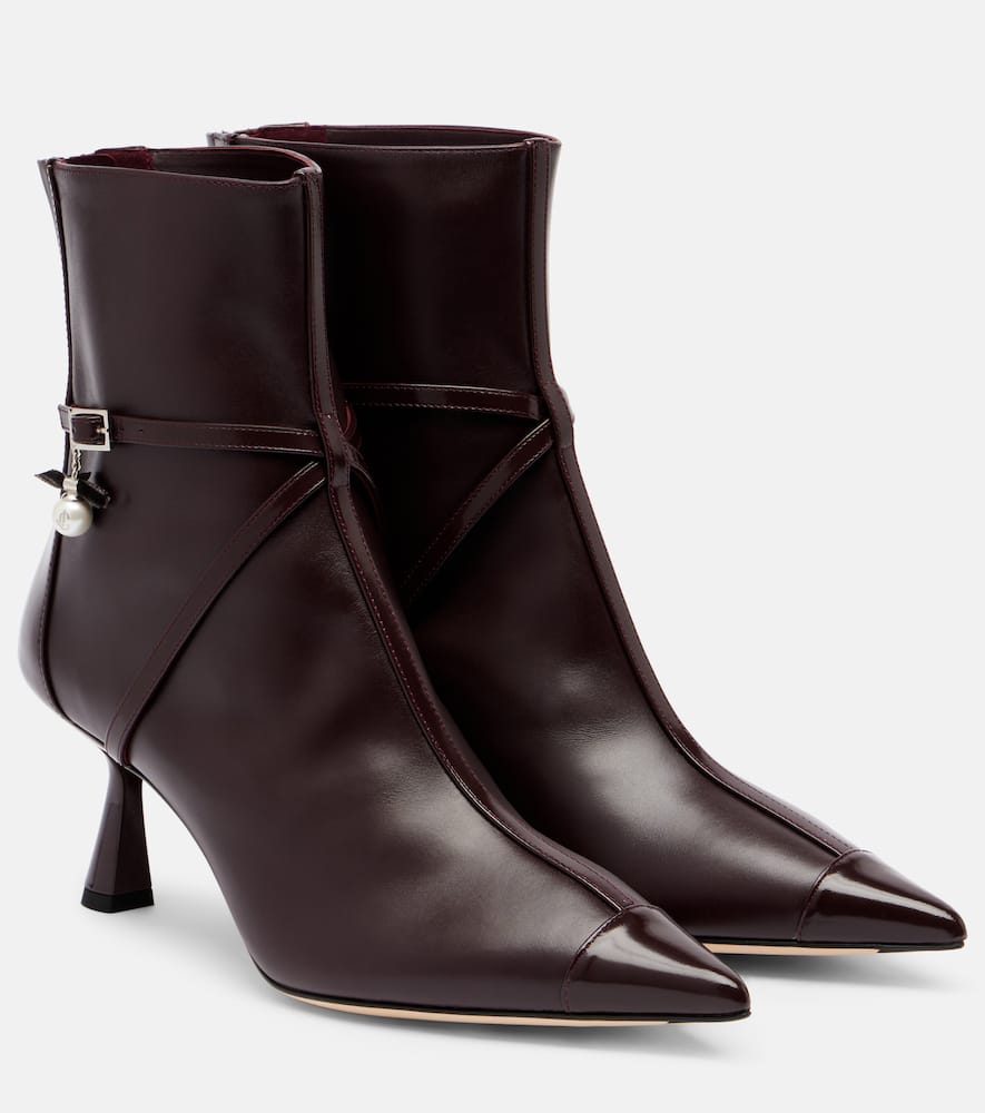 Jimmy Choo Aren 65 Leather Ankle Boots In Burgundy