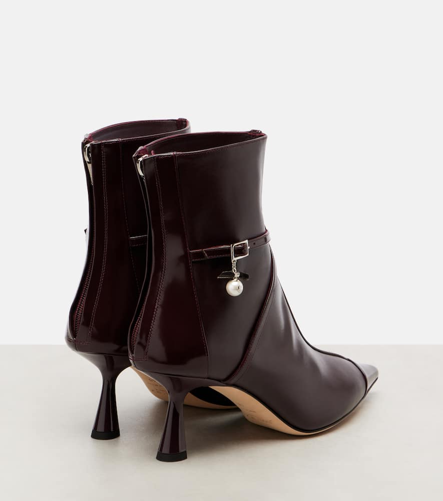 Jimmy Choo Aren 65 Leather Ankle Boots In Burgundy
