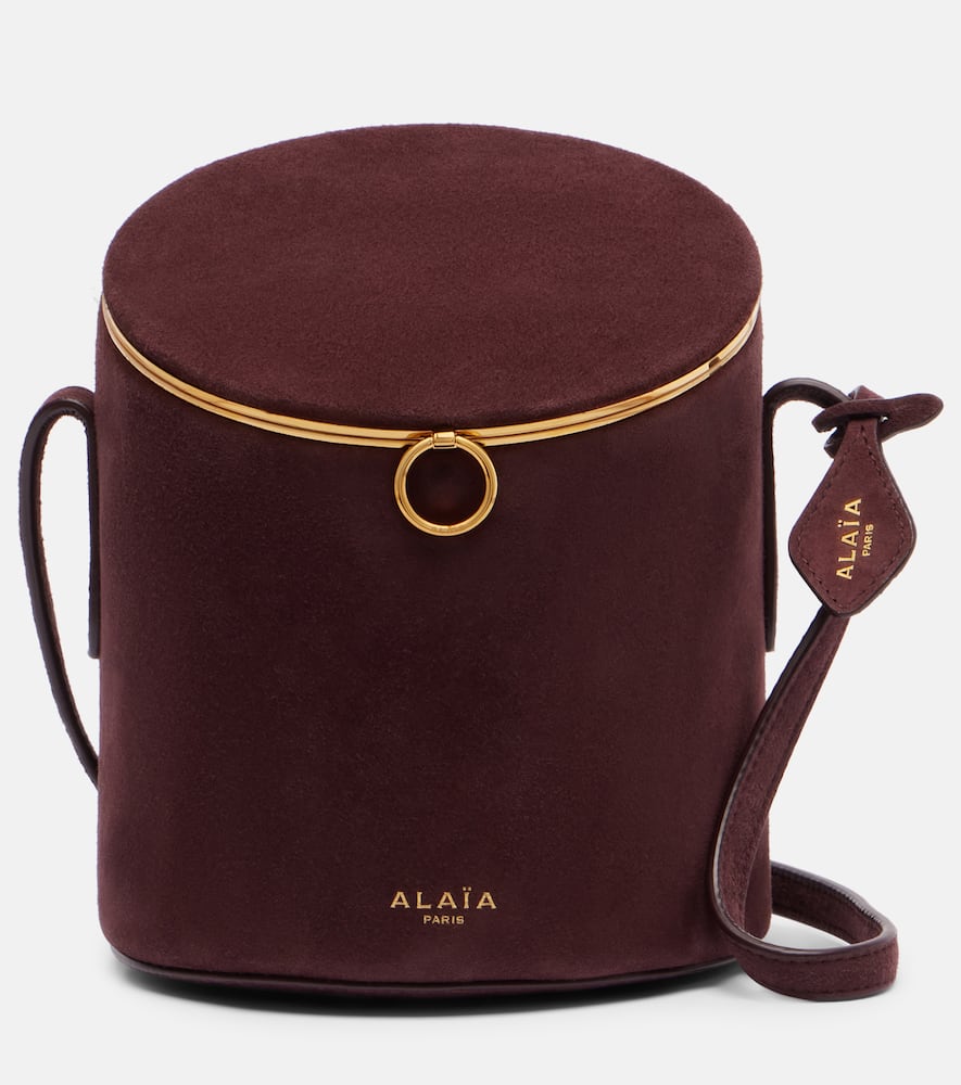 Alaïa La Canette Small Suede Bucket Bag In Burgundy