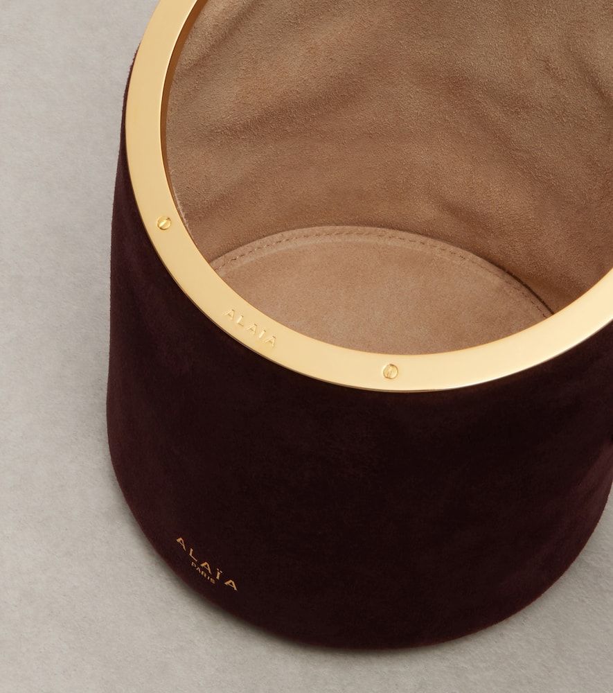 Alaïa La Canette Small Suede Bucket Bag In Burgundy
