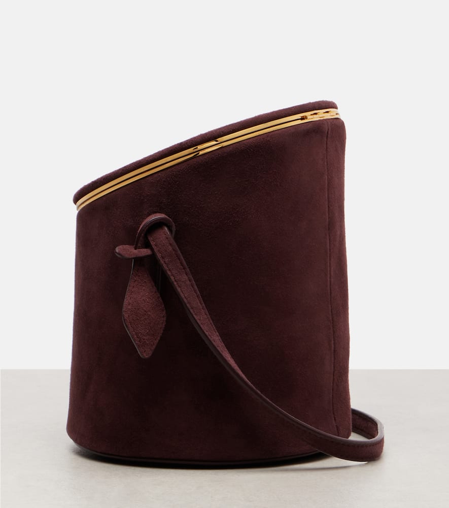 Alaïa La Canette Small Suede Bucket Bag In Burgundy