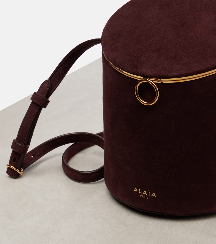 Alaïa La Canette Small Suede Bucket Bag In Burgundy