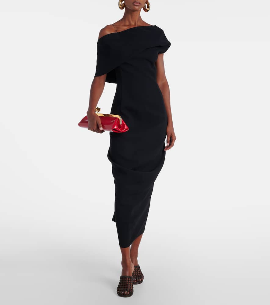 Jacquemus One-shoulder Midi Dress In Black