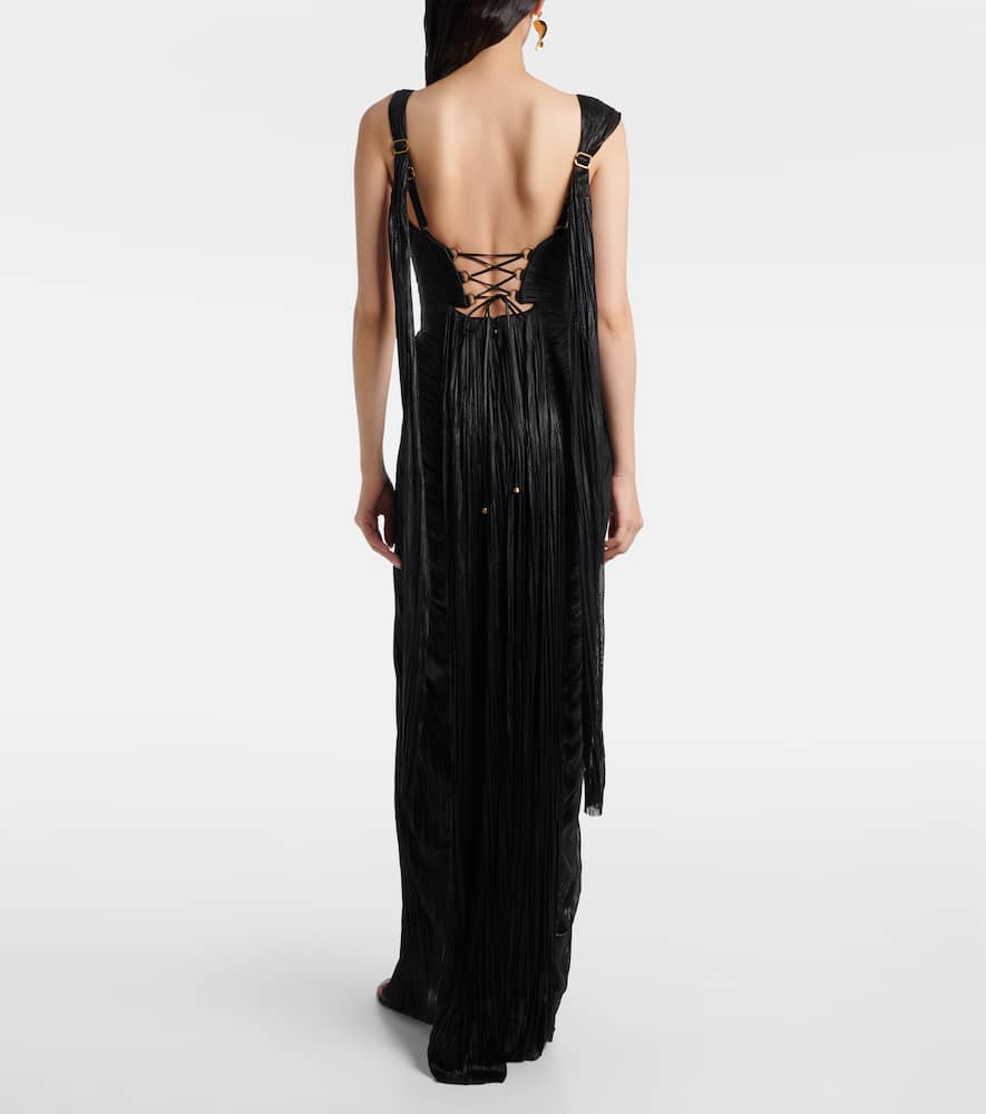 Maria Lucia Hohan Anais Open-back Silk Mousseline Gown In Black