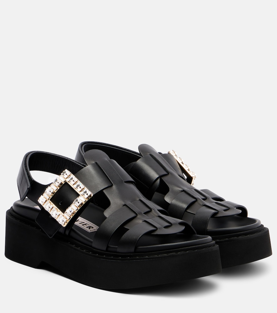 Roger Vivier Viv' Rangers leather platform sandals