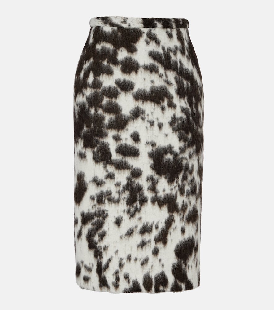 Dries Van Noten Sokna Cow-motif Jacquard Midi Skirt In Brown