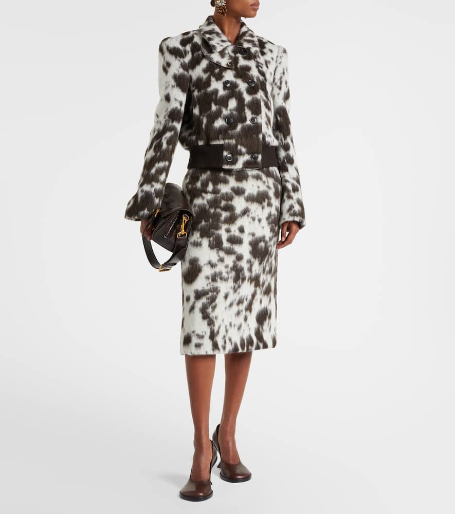 Dries Van Noten Sokna Cow-motif Jacquard Midi Skirt In Brown