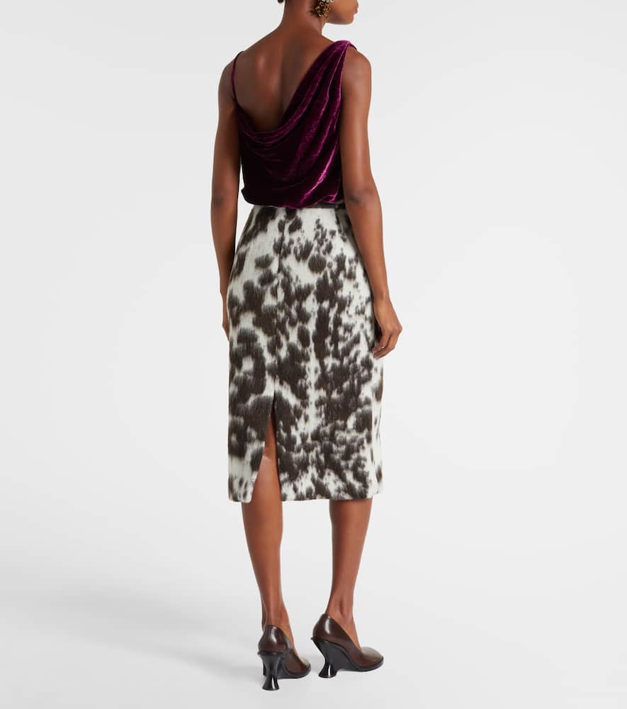 Dries Van Noten Sokna Cow-motif Jacquard Midi Skirt In Brown