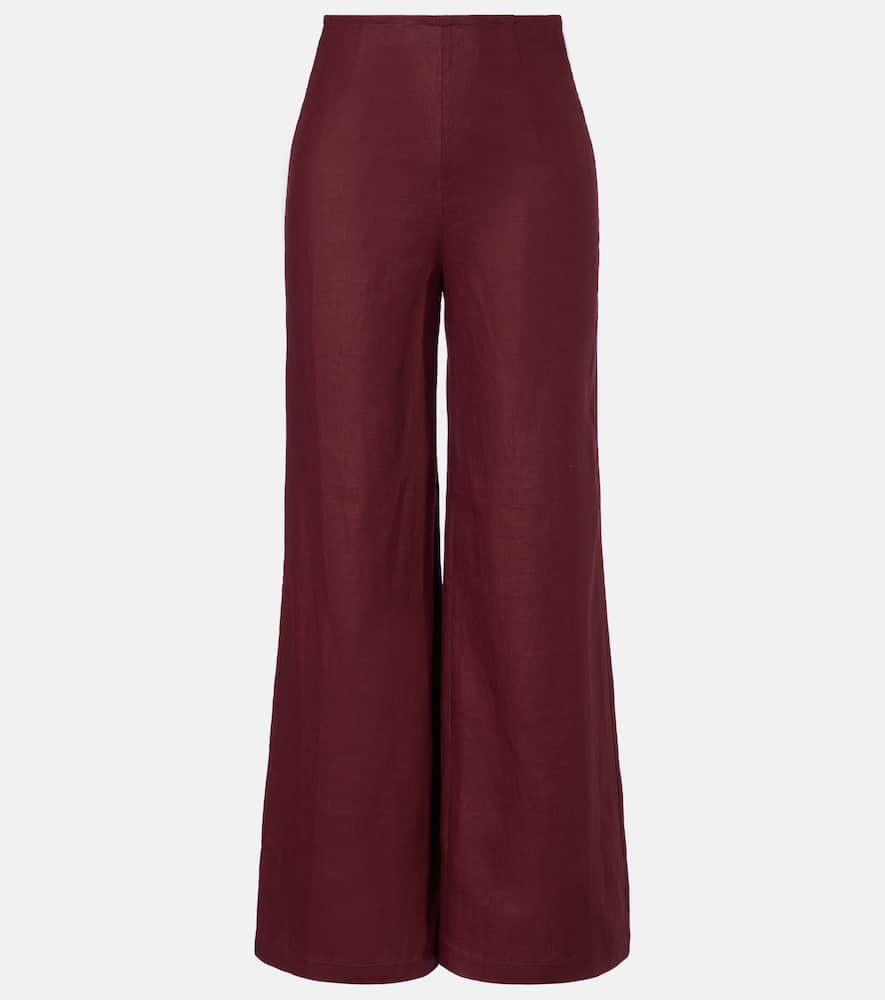 Faithfull Syna Linen Wide-leg Pants In Burgundy