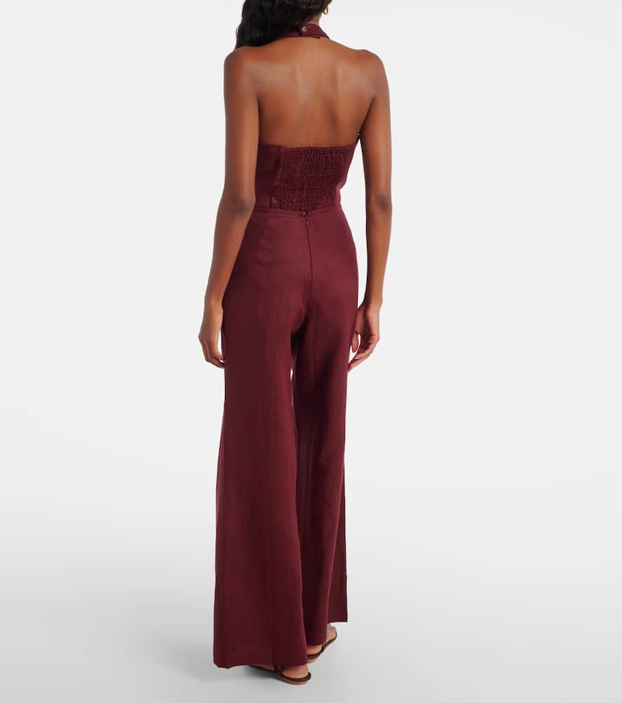 Faithfull Syna Linen Wide-leg Pants In Burgundy