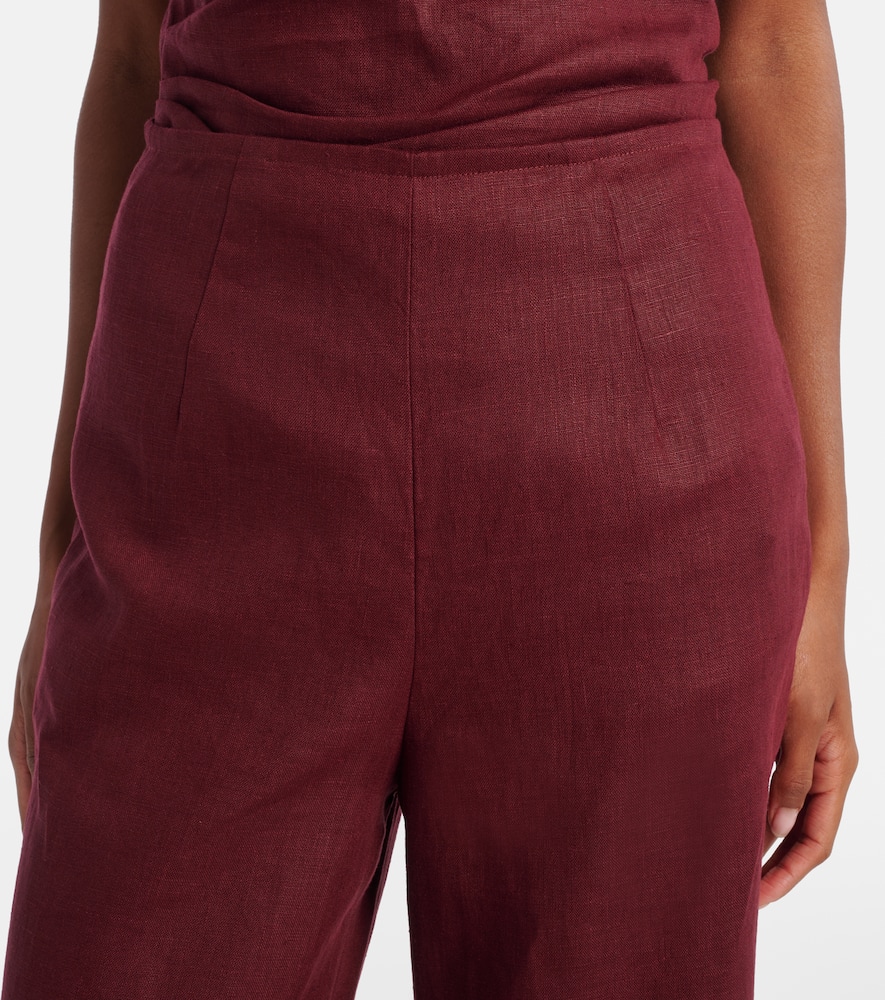 Faithfull Syna Linen Wide-leg Pants In Burgundy