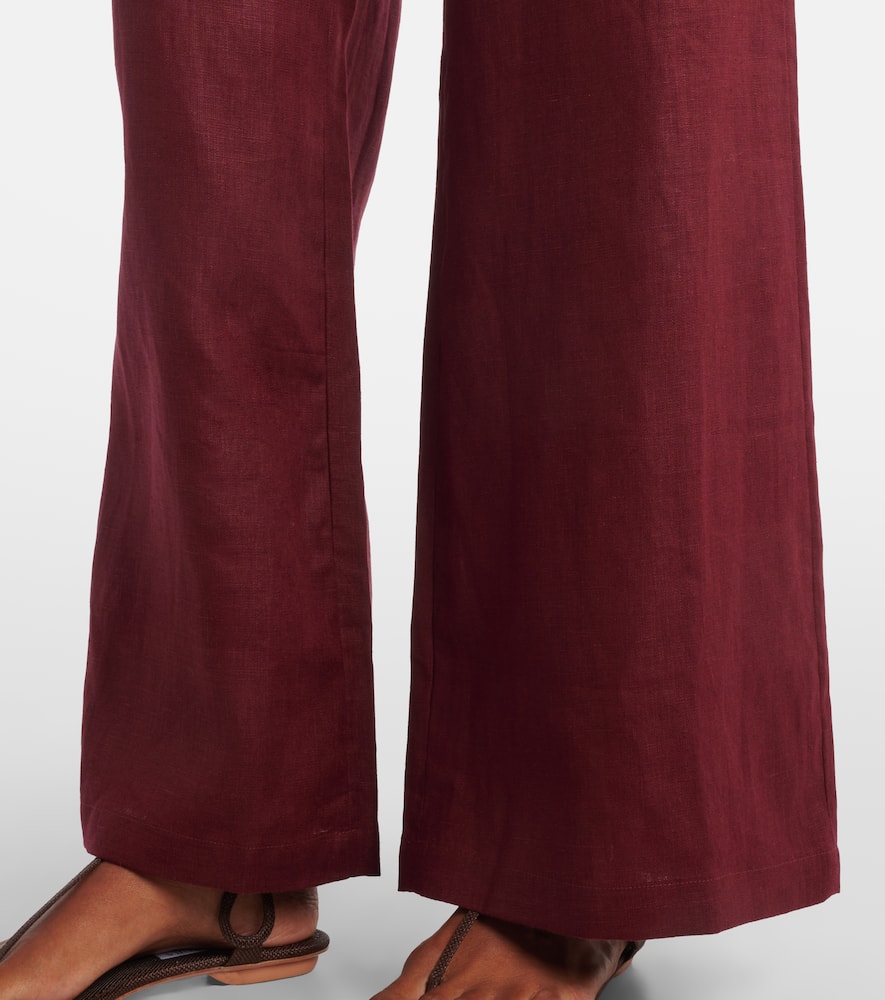 Faithfull Syna Linen Wide-leg Pants In Burgundy