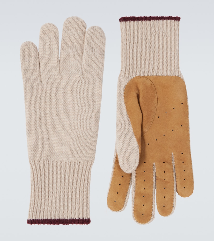 BRUNELLO CUCINELLI Brunello Cucinelli Leather-trimmed cashmere gloves　Brunello Cucinelli レザートリム カシミア グローブ