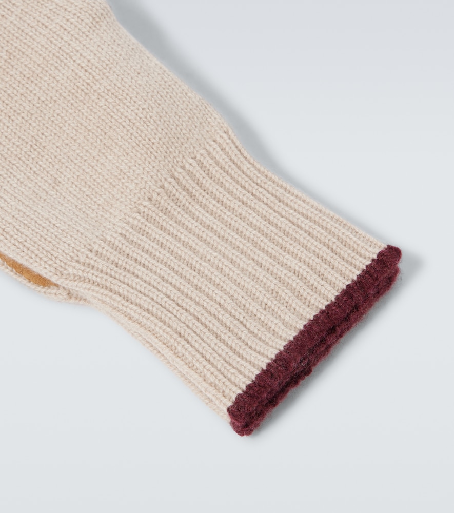  Brunello Cucinelli Brunello Cucinelli Leather-trimmed Cashmere Gloves 