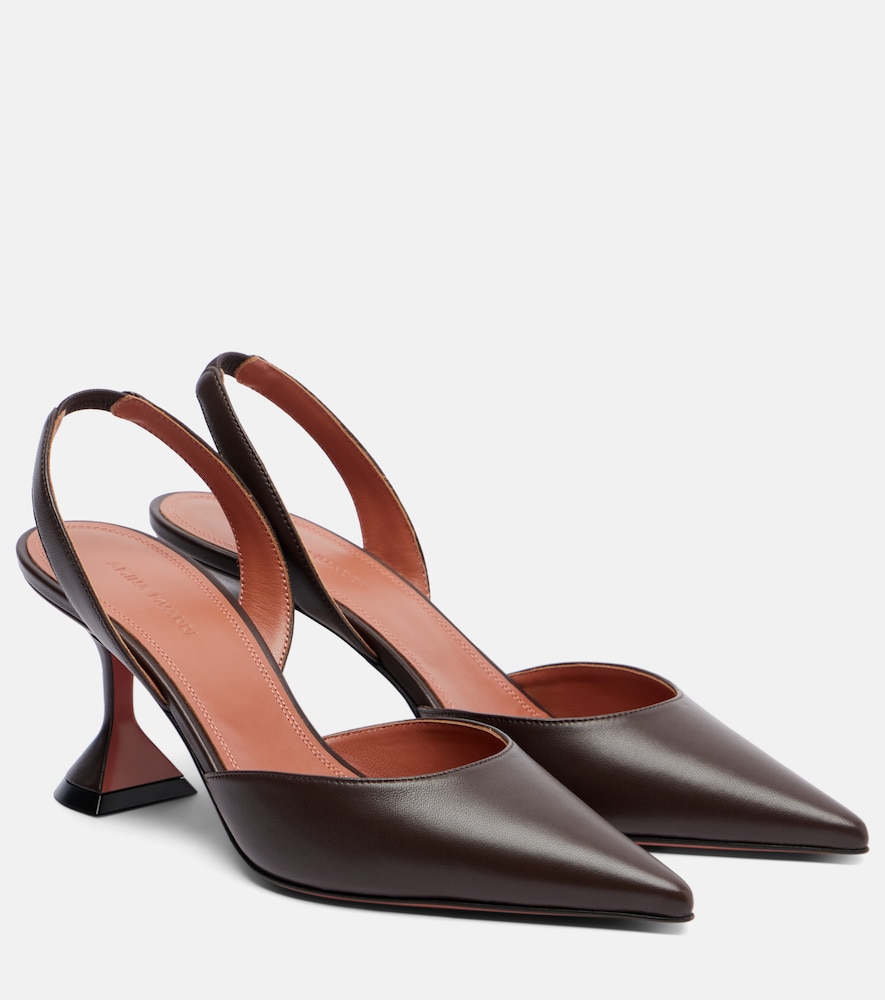 Amina Muaddi Holli 70 leather slingback pumps