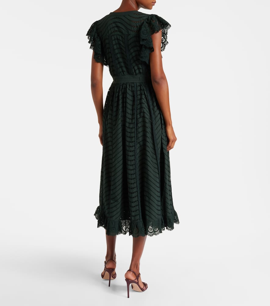 Ulla Johnson Olga Broderie Anglaise Cotton Midi Dress In Green