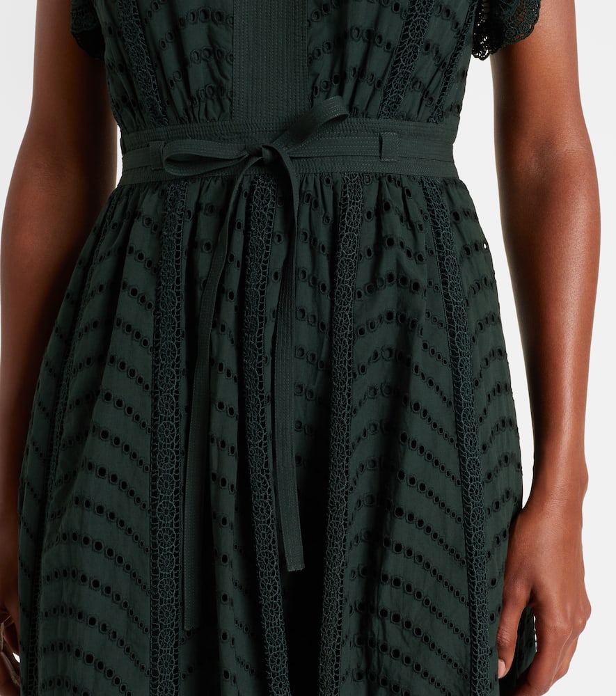 Ulla Johnson Olga Broderie Anglaise Cotton Midi Dress In Green