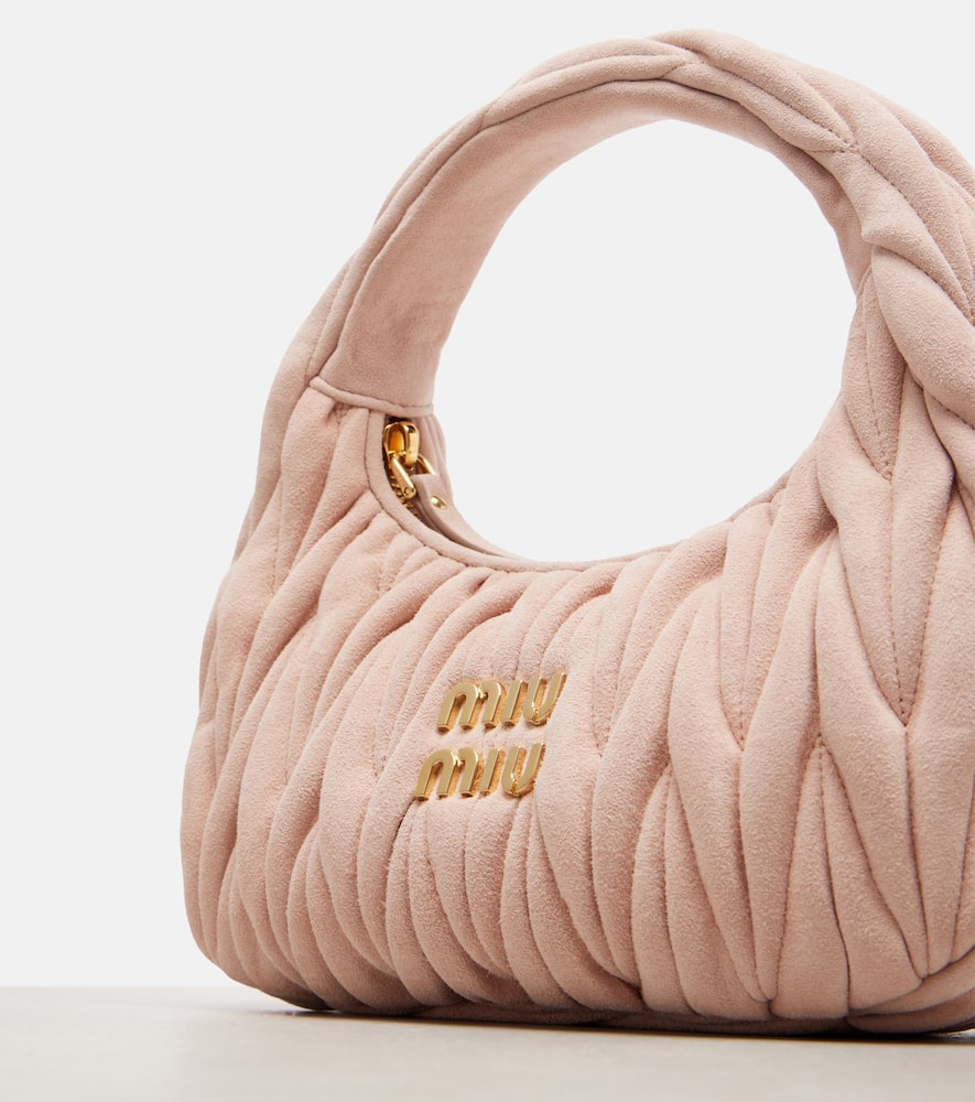 Miu Miu Wander Matelassé Suede Tote Bag In Pink