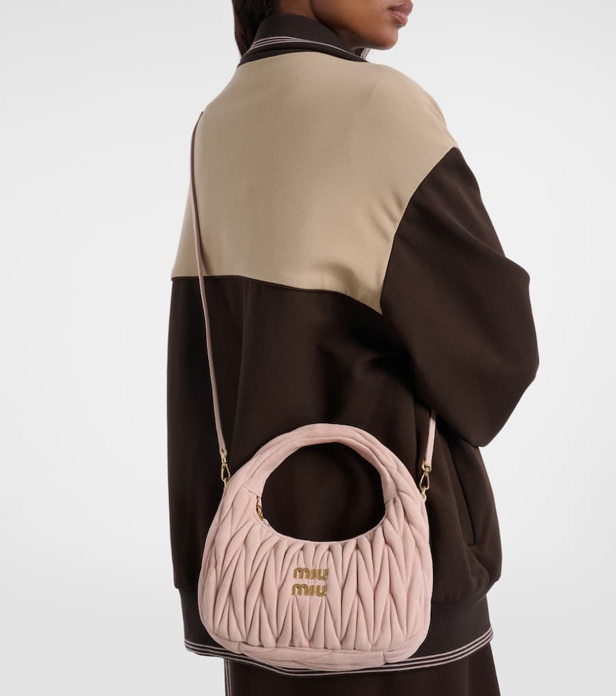 Miu Miu Wander Matelassé Suede Tote Bag In Pink