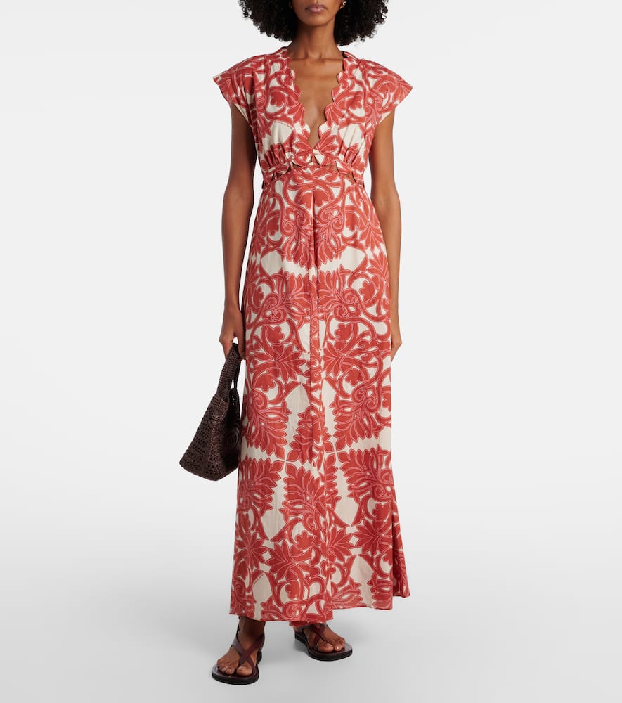 Poupette St Barth Noreen Printed Cotton Maxi Dress In Red