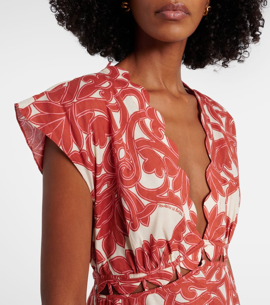 Poupette St Barth Noreen Printed Cotton Maxi Dress In Red