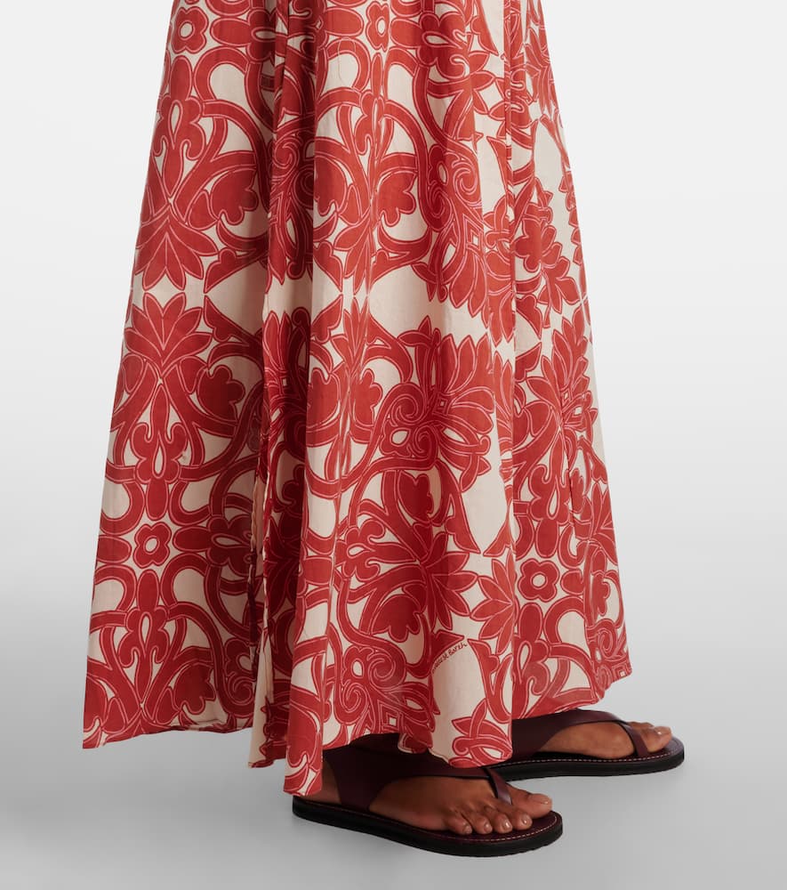 Poupette St Barth Noreen Printed Cotton Maxi Dress In Red