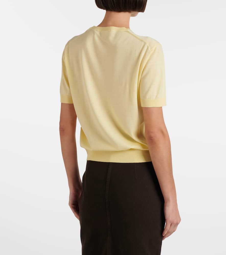 Saint Laurent Wool, Cashmere, And Silk Sweater In Yellow