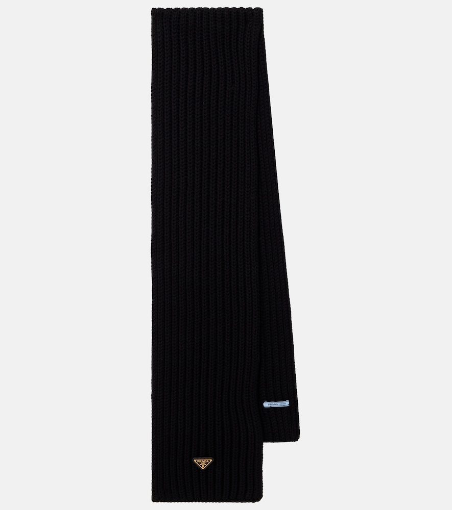 Prada Prada Ribbed-knit virgin wool scarf