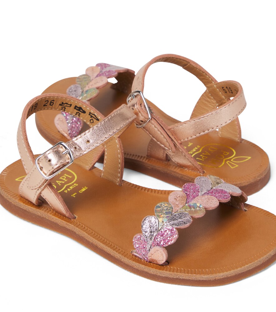  Pom D'api Pom D'api Plagette Ferns Glitter Leather Sandals 