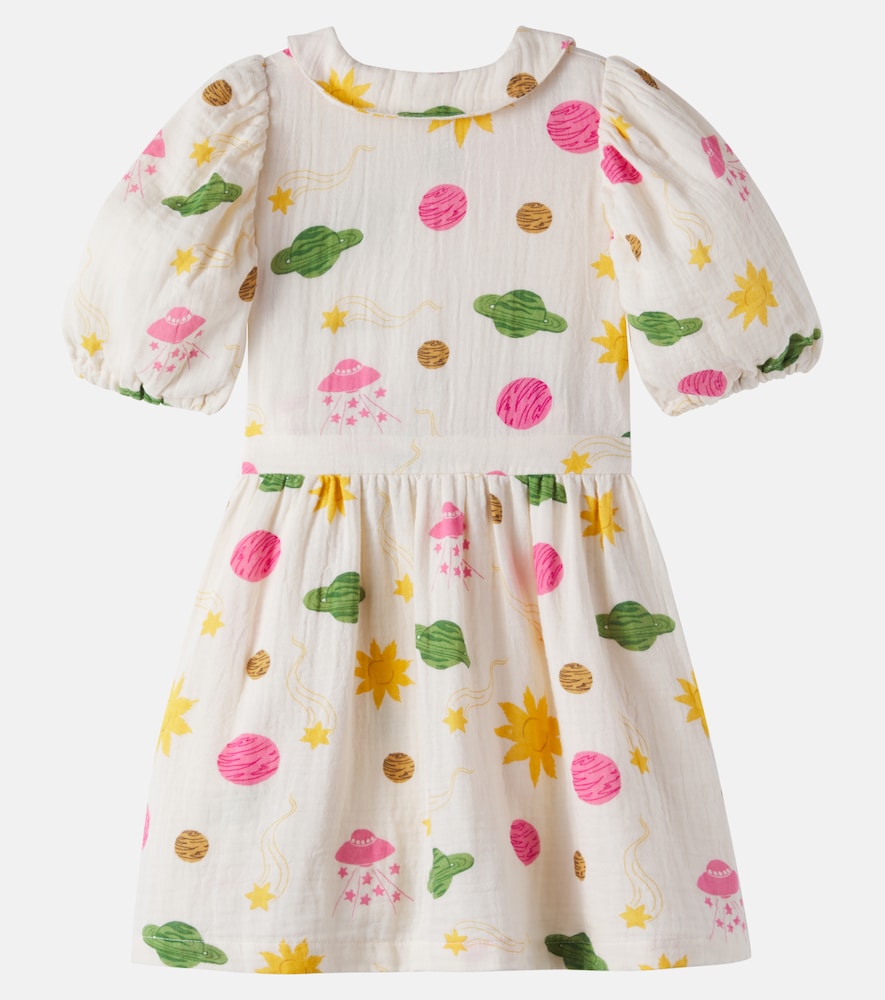  Mini Rodini Mini Rodini Bedrucktes Kleid Space Aus Baumwollmusselin 