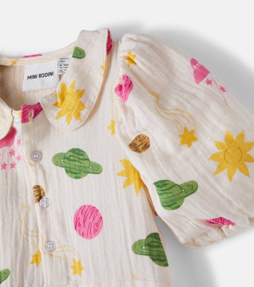  Mini Rodini Mini Rodini Bedrucktes Kleid Space Aus Baumwollmusselin 