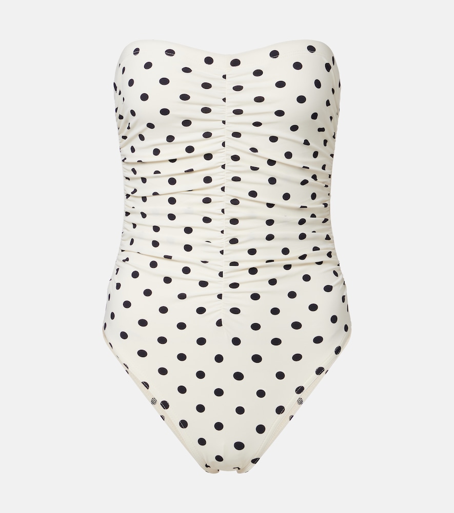 Karla Colletto Ruched polka-dot bandeau swimsuit
