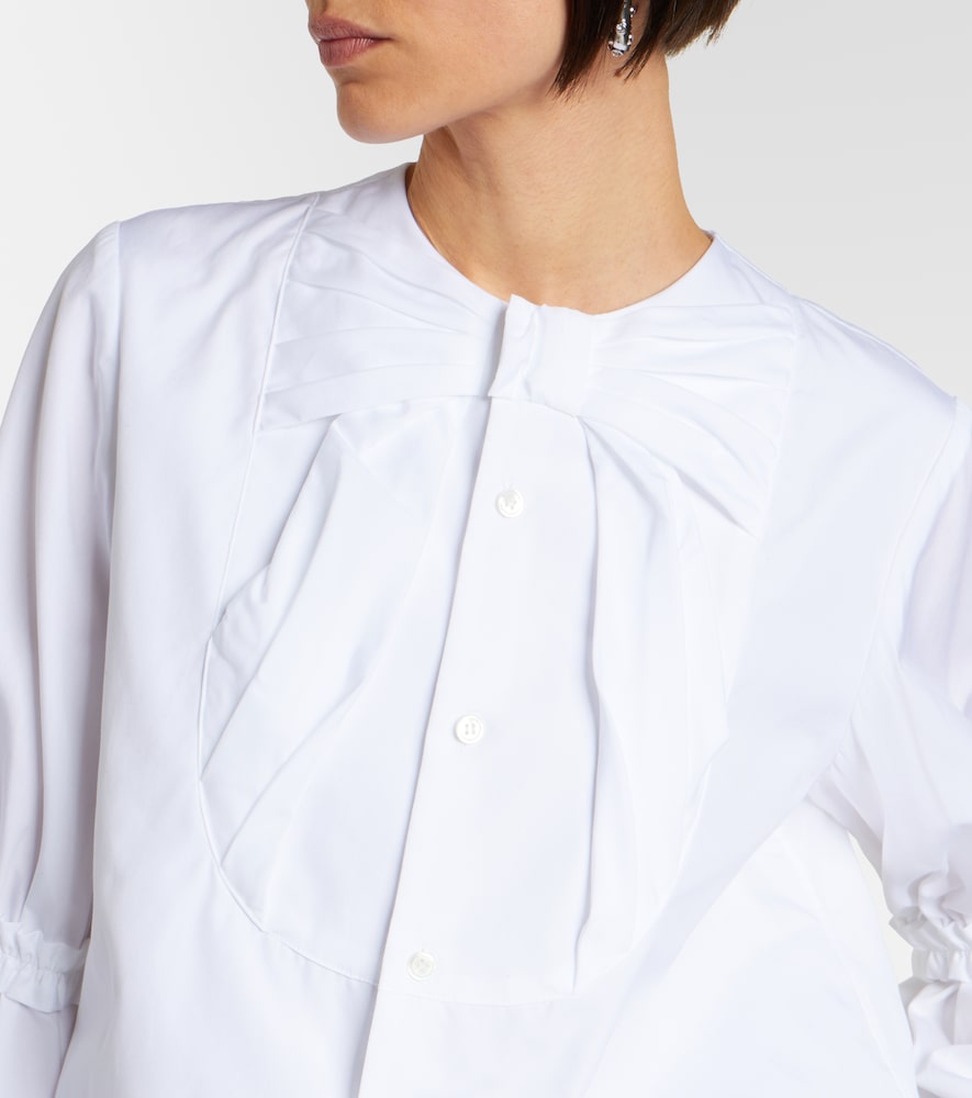 Bow-Detail Ruffled Cotton Poplin Shirt