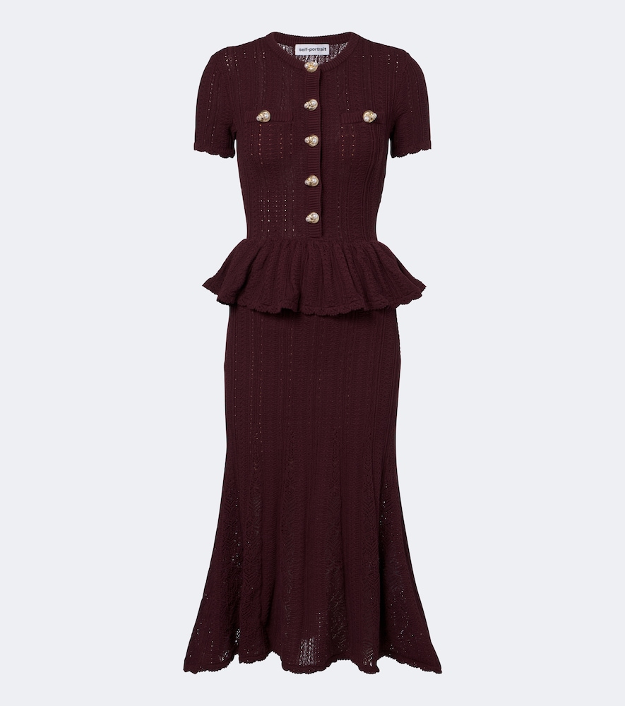 Abito lungo peplum in maglia di cotone