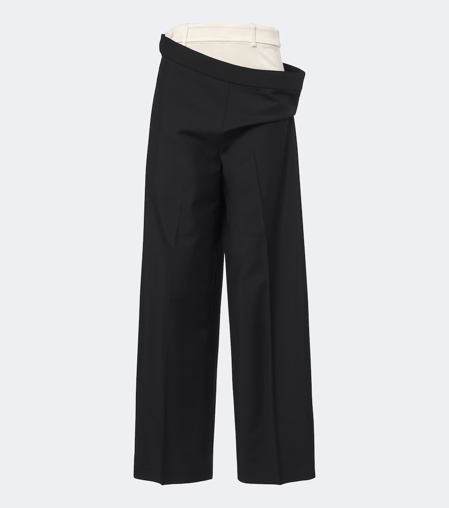 Rohe Róhe Wool And Mohair Paneled Wide-leg Pants In Black