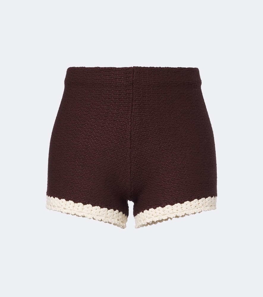 Posse Hattie Crochet-trimmed Shorts In Brown