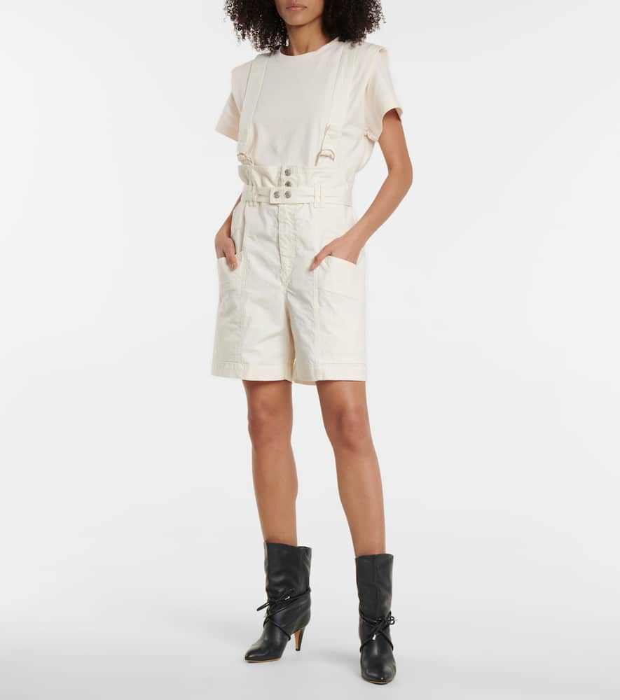 Isabel Marant Effie linen and cotton suspender shorts