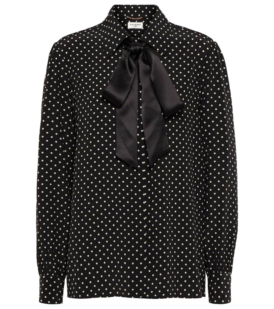 Tie-neck polka-dot s...