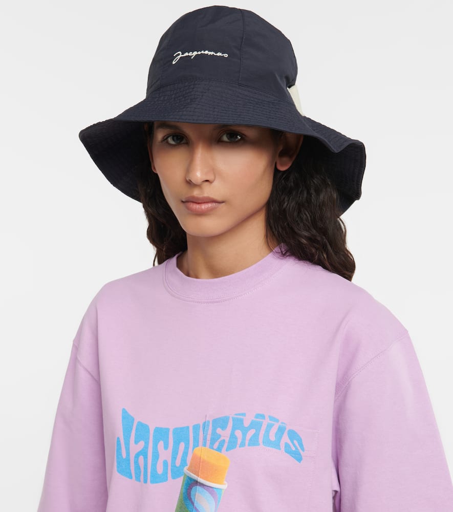 Shop Jacquemus Le Bob Pescadou Canvas Bucket Hat In Navy