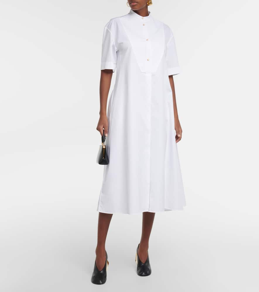 Shop Jil Sander Cotton Midi Dress In White