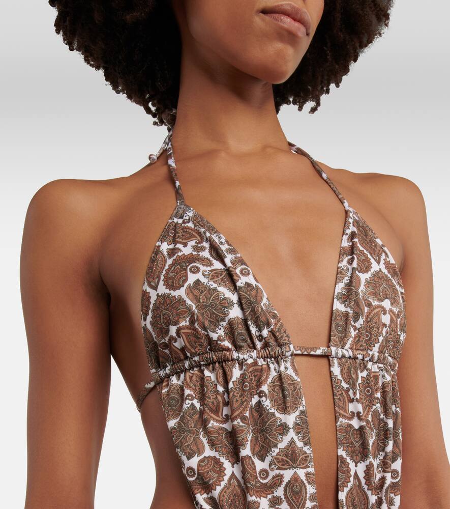 Shop Bananhot Amor Printed Swimsuit In Brown Paisley