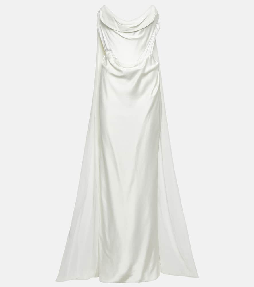 Bridal Galaxy Cape crêpe satin gown